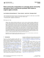 Image de la premiere page de: Plant community composition is a stronger driver of hoverfly abundance than a commercial synthetic HIPV blend in organic apple orchards