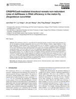 Image of first page of: CRISPR/Cas9-mediated knockout reveals non-redundant roles of dsRNases in RNAi efficiency in the melon fly Zeugodacus cucurbitae
				