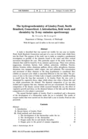 Bild der ersten Seite der Arbeit: The hydrogeochemistry of Linsley Pond, North
Branford, Connecticut. I. Introduction, field work and chemistry by
X-ray emission spectroscopy