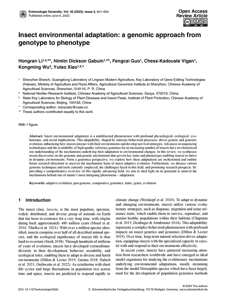 Insect environmental adaptation: a genomic approach from genotype to ...